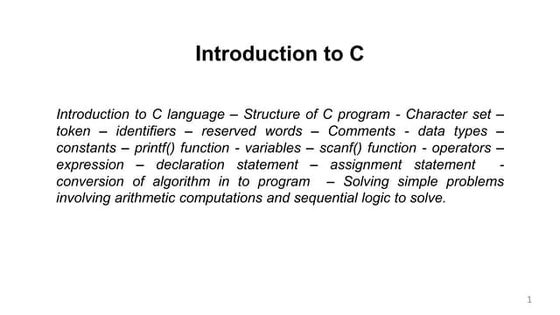 Introduction of  c programming unit-ii ppt
