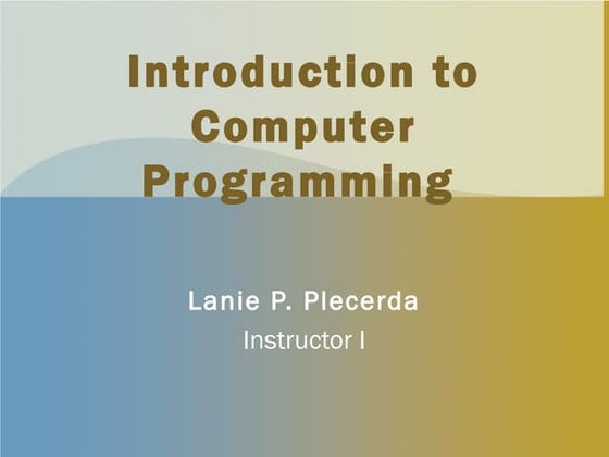 Introduction to computer programming