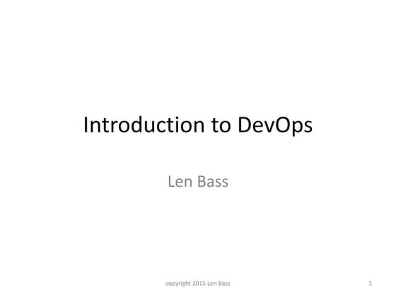 Introduction to dev ops