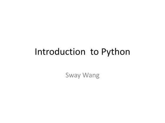 Introduction to Python