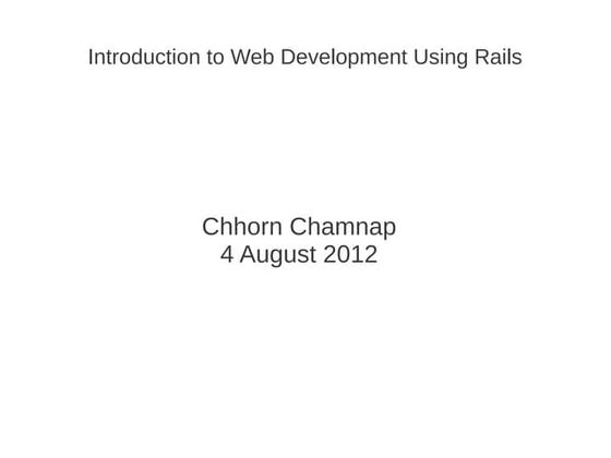 Introduction to rails