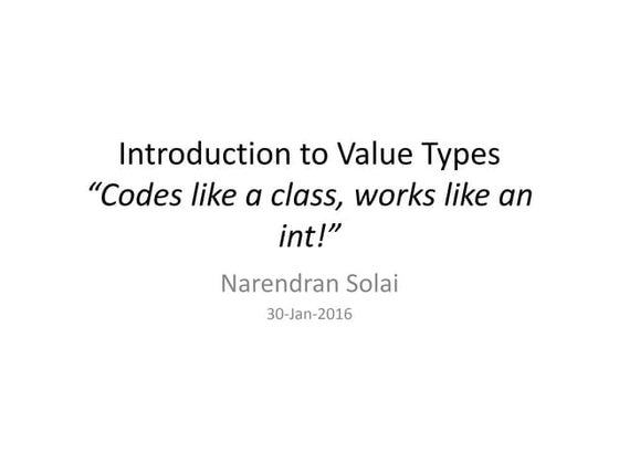 Introduction to value types
