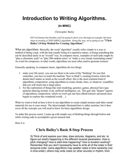 Introduction to writing algorithms