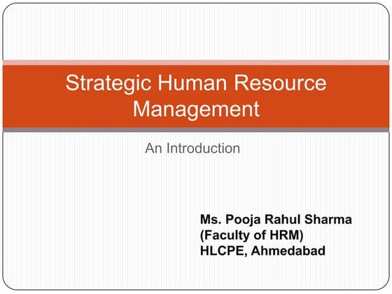 Introduction to Strategic HRM