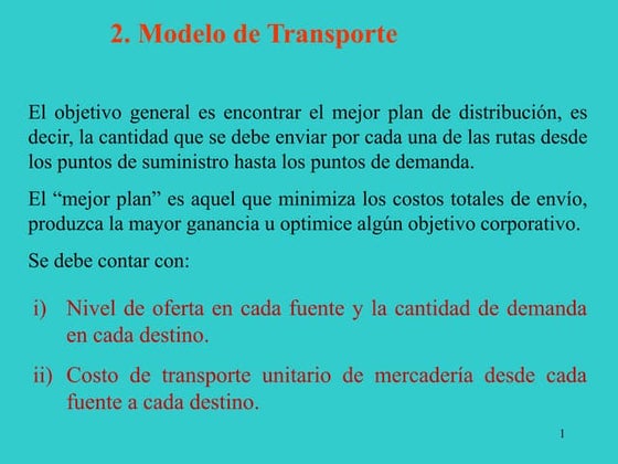 MÉTODO DE TRANSPORTE