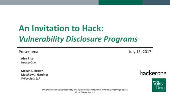 An Invitation to Hack: Wiley Rein and HackerOne Webinar on Vulnerability Disc...