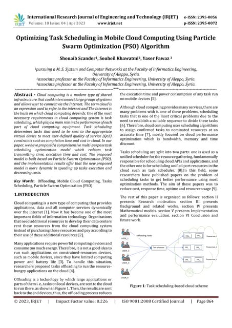 Optimizing Task Scheduling in Mobile Cloud Computing Using Particle Swarm Opt...