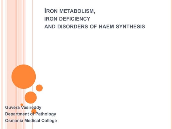 Iron metabolism, iron deficiency