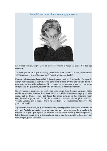 Isabel Franc en Puzzles sin guión