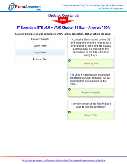 IT Essentials (Version 7.0) - ITE Chapter 11 Exam Answers