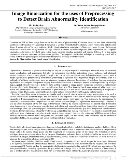 Image Binarization for the uses of Preprocessing to Detect Brain Abnormality ...