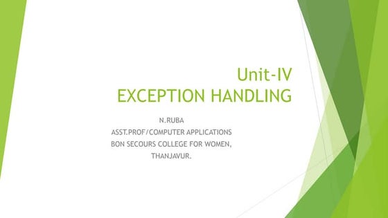 Java -Exception handlingunit-iv