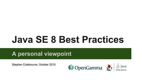 Java 8 best practices - Stephen Colebourne