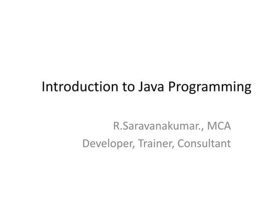 Introduction to Java Programming 