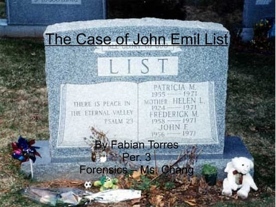 Famous Criminal Presentation - John List - Ms Chang