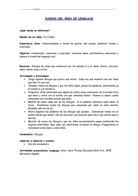 Juegos del area lenguaje