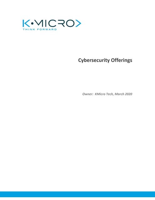 Kmicro Cybersecurity Offerings 2020