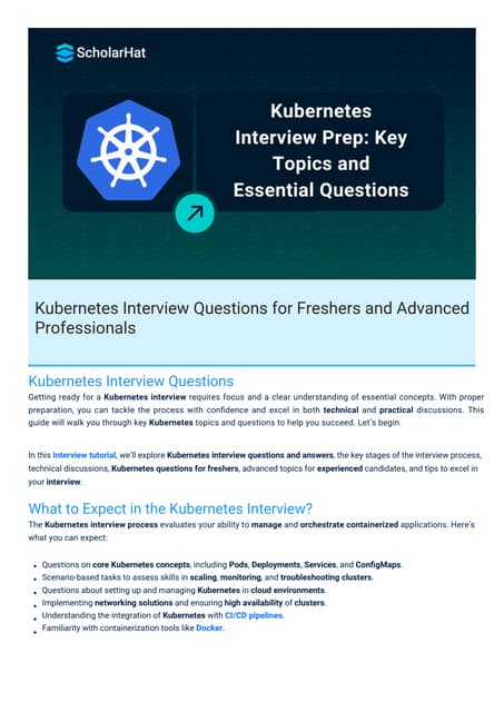 Kubernetes Interview Questions PDF By ScholarHat