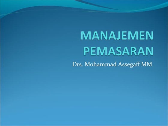 Manajemen Pemasaran