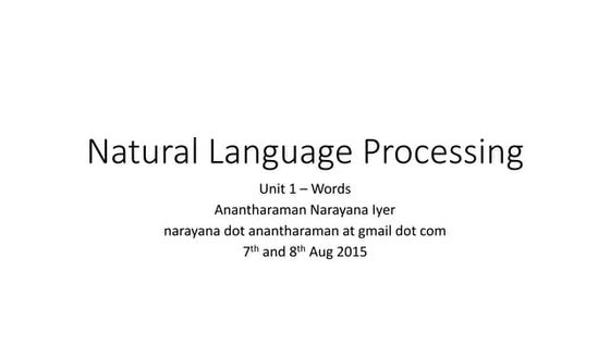 Natural Language Processing: L02 words