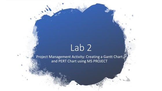 Lab 2 create a gantt chart and pert chart using ms project