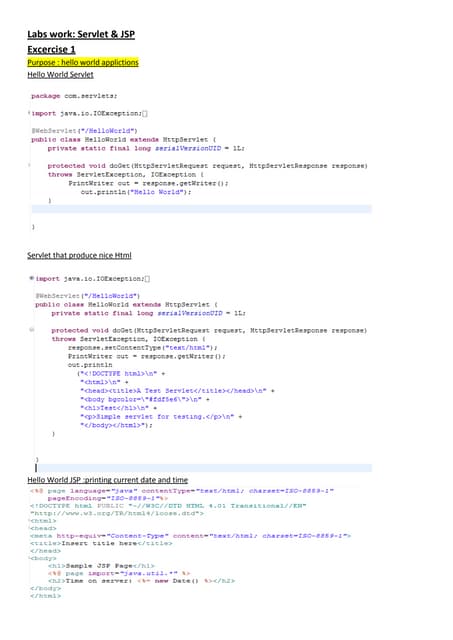 Lab work servlets and jsp