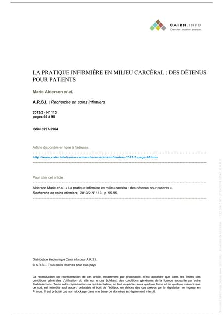 La pratique infirmière en milieu carcéral
