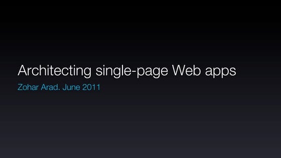 Architecting single-page front-end apps