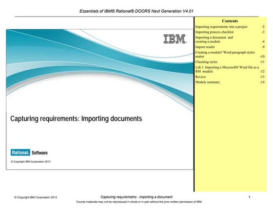 Capturing requirements: Importing documents