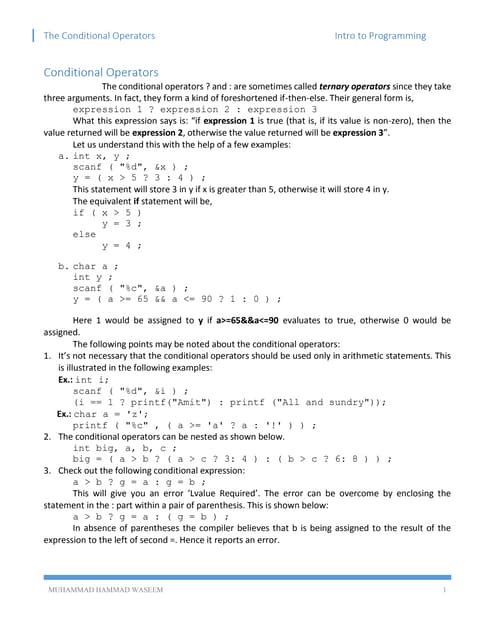 [ITP - Lecture 09] Conditional Operator in C/C++