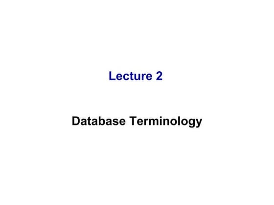 Lecture 02 terminology of  database