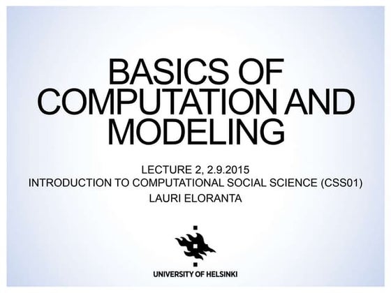 Basics of Computation and Modeling - Lecture 2 in Introduction to Computation...