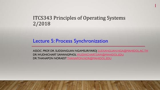 Lecture 5 process synchronization