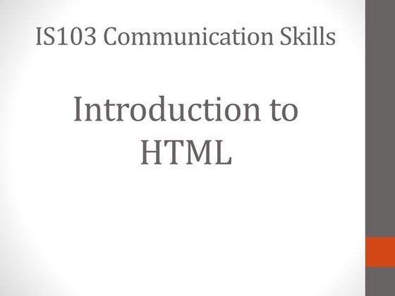 Introduction to HTML Communication Skills