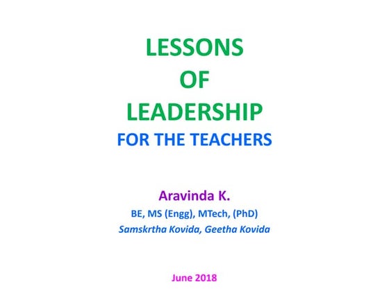 Lessons of leadership