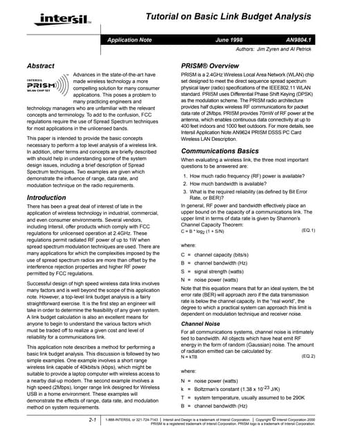 Link budjet   radio and spread spectrum theory