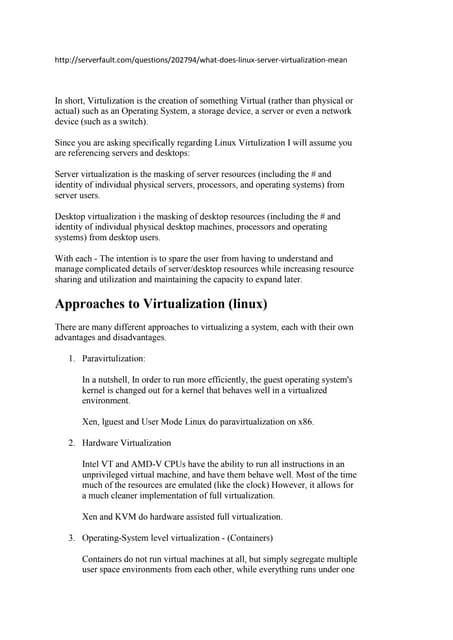 Linux virtualization in a nutshell
