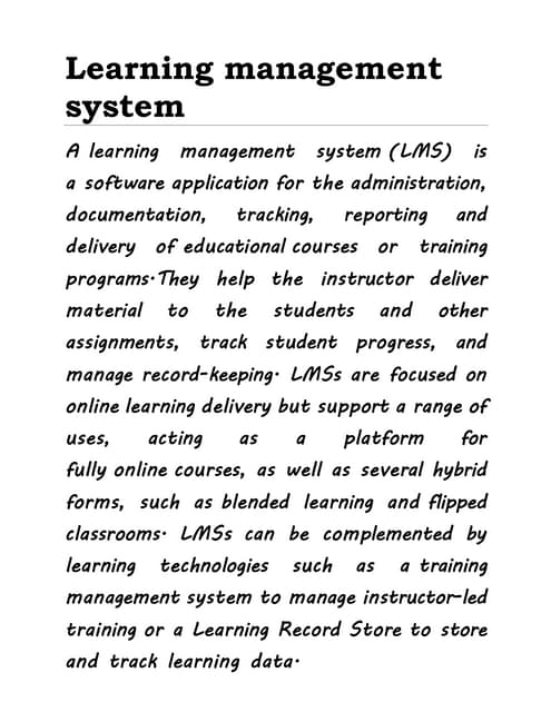 LMS-LEARNING MANAGEMENT SYSTEM