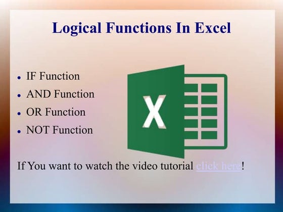 Logical functions in excel