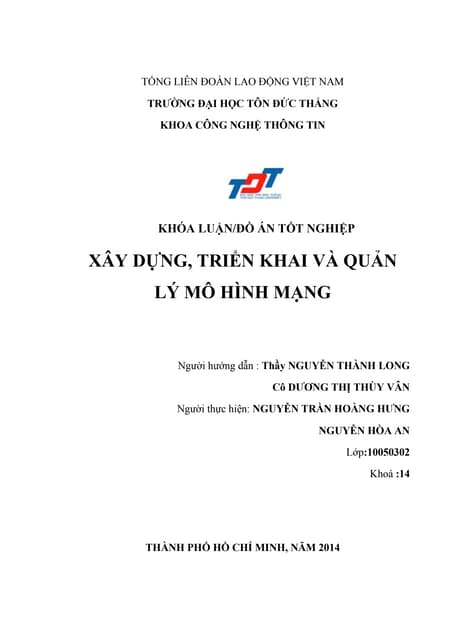 Đề tài: Xây dựng, triển khai và quản lý mô hình mạng, HAY