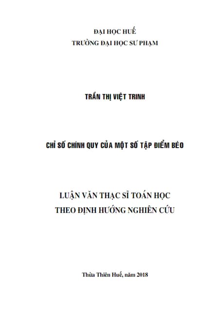Luận văn: Chỉ số chính quy của một số tập điểm béo, HAY