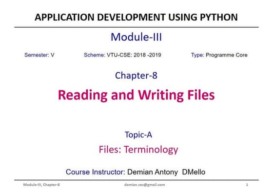 Python Programming ADP VTU CSE 18CS55 Module 3 Chapter 8 - A