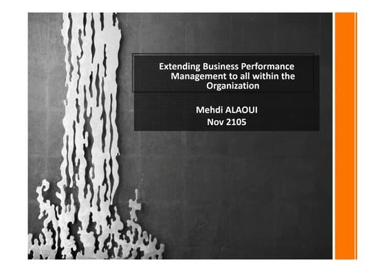 Extending business performance within the organisation - The role of Finance