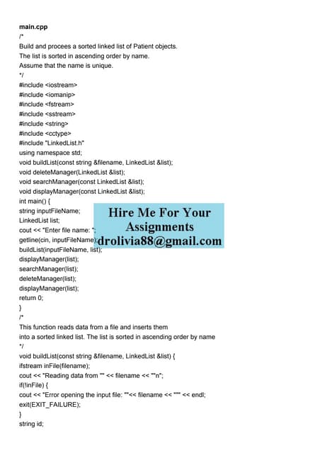 maincpp   Build and procees a sorted linked list of Patie.pdf