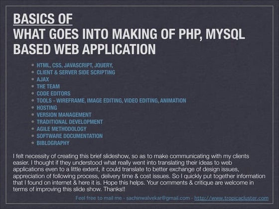 Making Of PHP Based Web Application
