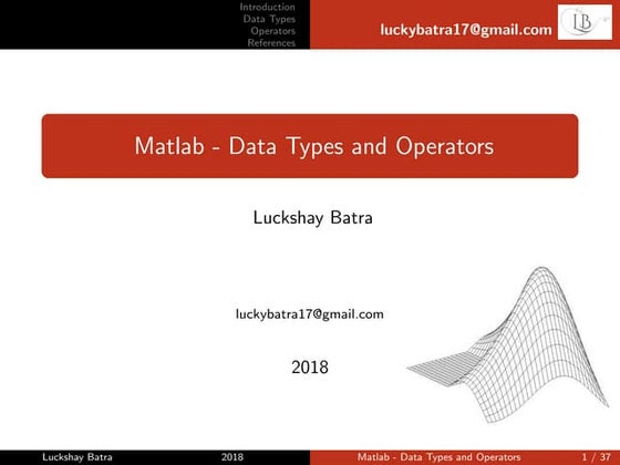 Matlab-Data types and operators