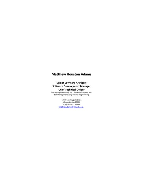 Matthew H Adams Resume