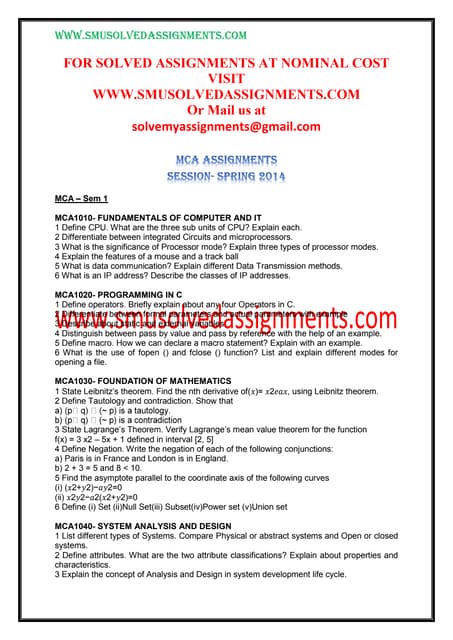 SMU Mca spring Solved assignments
