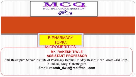 Mcq's micromeritics