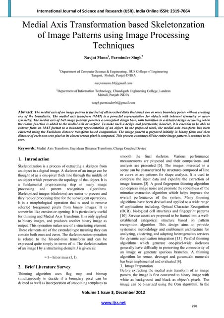 Medial axis transformation based skeletonzation of image patterns using image...